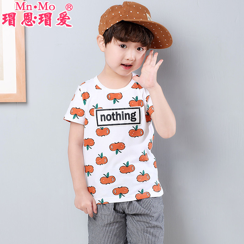 瑁恩瑁爱童装男童短袖t恤衫夏装儿童纯棉圆领T恤中大童韩版体恤衫
