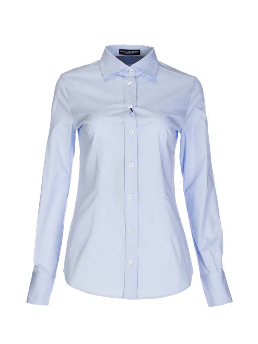 Dolce&Gabbana 浅蓝色宽角领长袖衬衫