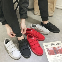 2021 new spring velcro canvas shoes Korean version of social mens shoes lazy pedal cloth shoes mens casual board shoes