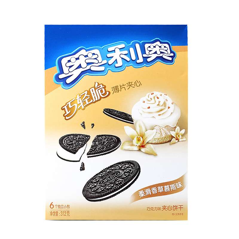 【苏宁易购】奥利奥巧轻脆薄片夹心饼干(柔滑香草慕斯味)312g/盒