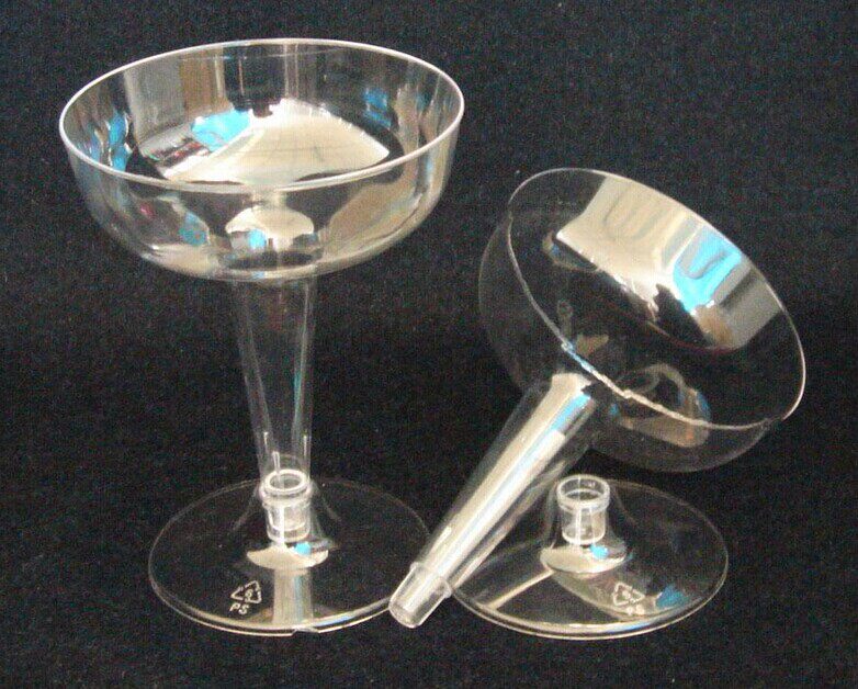 Party disposable champagne glass goblet wide mouth hard plastic champagne glass ice cream glass tasting glass wine glass silver rim