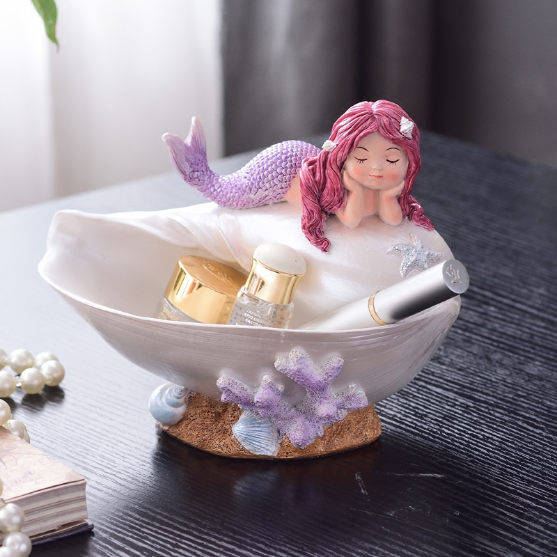 Creative and Cute Mermaid Key Storage Organizer for the Entrance, High-End Storage Box Tray