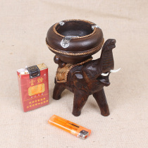 Thai crafts creative personality fashionable solid wood ashtray retro gift wood carving ashtray elephant ornaments