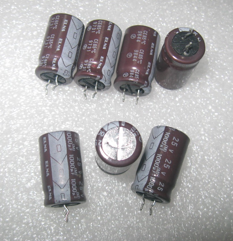 Imported ELNA 25V 1000UF brown skin white word electrolytic capacitor 12 5*21MM