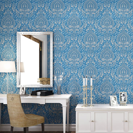 德品欧式大马士革墙纸3d浮雕无纺布电视背景墙壁纸卧室墙纸