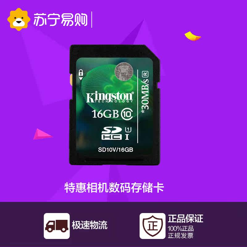 金士顿 16G(CLASS10)SDHC存储卡/内存卡/相机卡(SD10V/16GB)