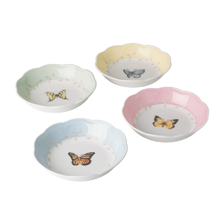 台湾官网直邮进口【Lenox】粉嫩蝶彩缤纷水果碗四入组(13.3cm)