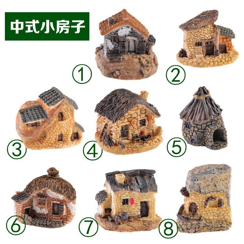 Moss microlandscape on water - stone - suction rock fake mountain Chinese stone house potted pot - view decorated small swing parts