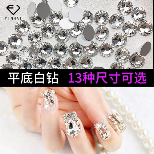 Белое прозрачное стеклянное бриллиантовое украшение для ногтей для маникюра ручной работы для ногтей
