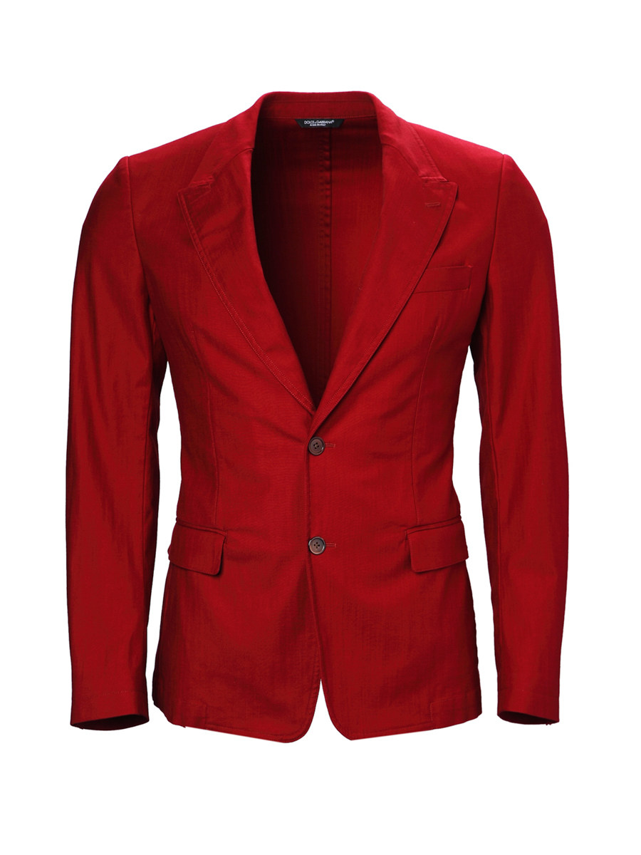 Dolce&Gabbana 大红色戗驳领饰长袖西装外套