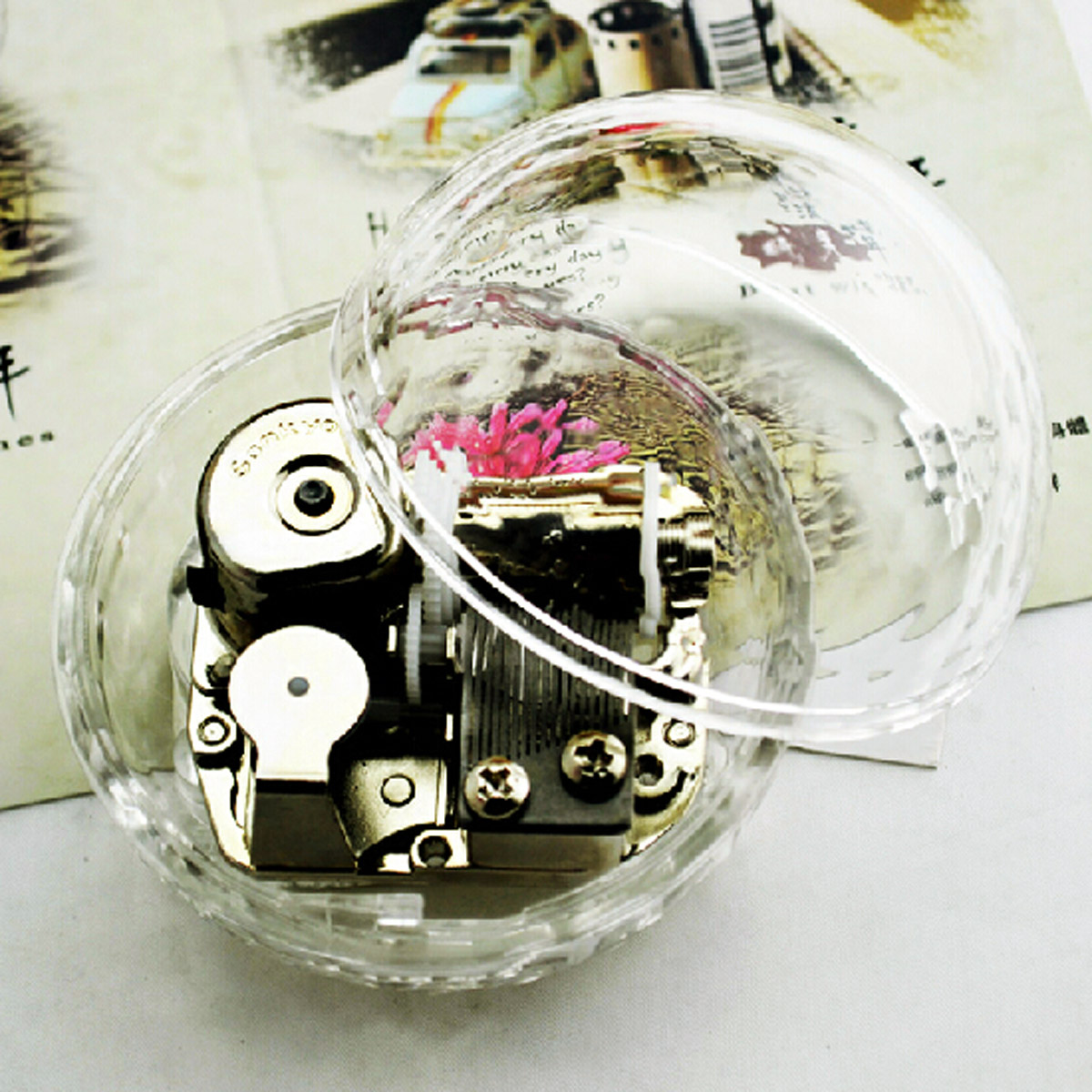 Creative acrylic transparent spherical music box Water Cube Eight soundboxes for men and women's birthday gifts 52 Children's Day