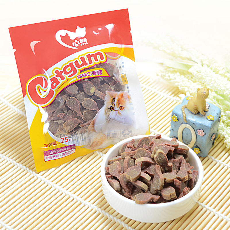 心然猫咪口香糖25g 天然薄荷 祛除牙垢清香口气 排毛球 猫零食