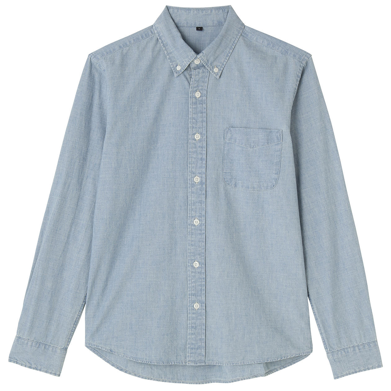无印良品 MUJI 男式 靛蓝染色棉纽扣领衬衫