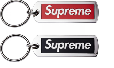 SUP Supreme Metal Tag Keychain Box Logo 