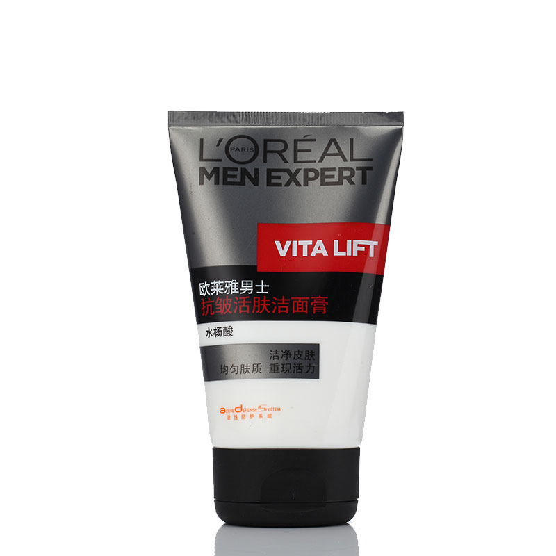 【天猫超市】欧莱雅男士洗面奶抗皱活肤洁面膏100ml抗皱去角质
