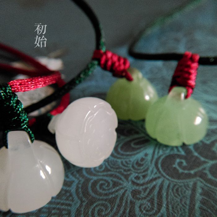 Ancient Style Original Handmade Cute Little Lotus Natural Xinjiang White Jade Aventurine Sapphire Brocade Bracelet