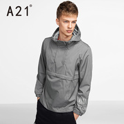 A21 nam mỏng trùm đầu màu rắn duy nhất hai lớp áo gió mùa thu thời trang đơn giản giản dị xu hướng của nam giới áo khoác 2017