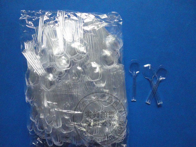 Disposable transparent plastic spoon ice cream special small spoon jelly yogurt tasting pudding spoon about 500