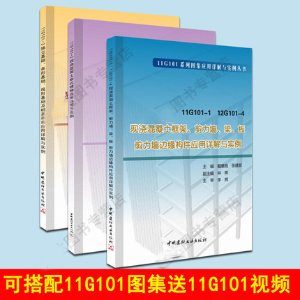 正版 11G101-1-2-3 12G101-4系列图集应用详解与实例丛书 可搭配11g101系列全套图集11G101平法识图与钢筋算量送建筑图集视频资料