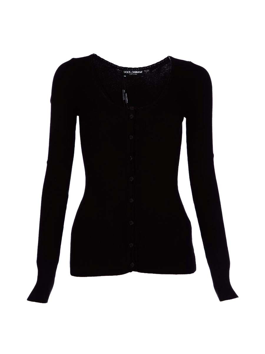 Dolce&Gabbana 黑色修身圆领开襟上衣