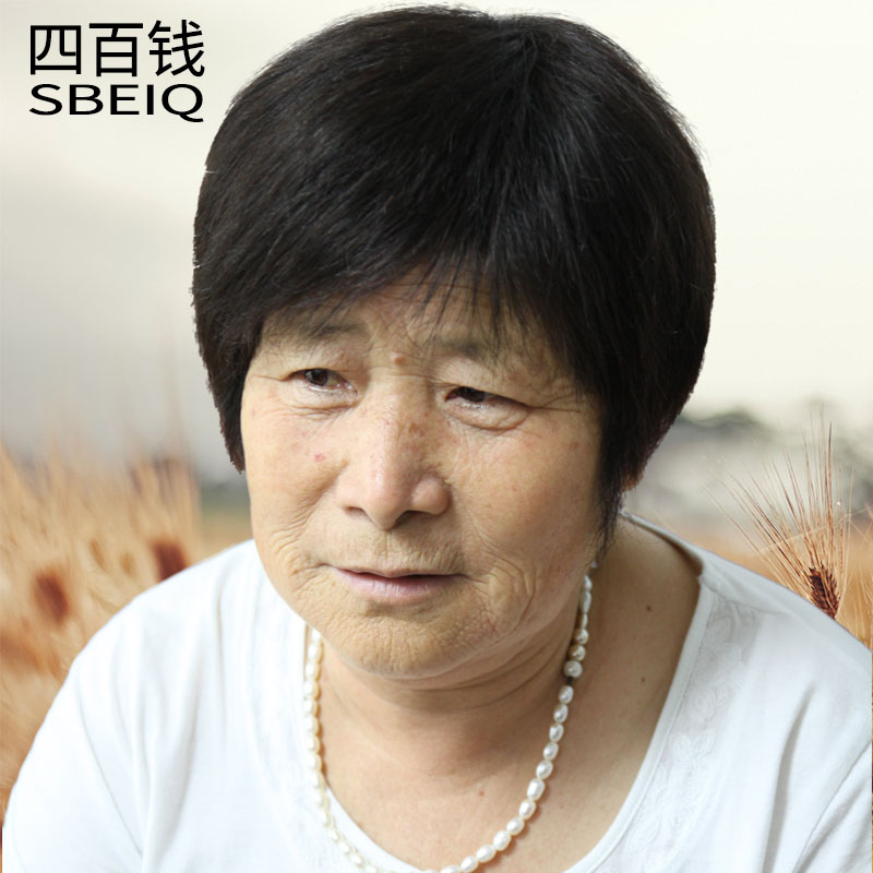 四百钱老年人假发女短发妈妈 真人发女士发套自然逼真 奶奶花白款