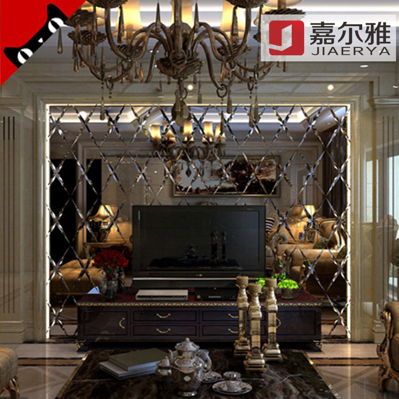 Starlight Blazing Radioside Collage Rhomboid Silver Mirror Gold Tea Mirror Grey Mirror and other Color Background Wall Film and TV Wall Box