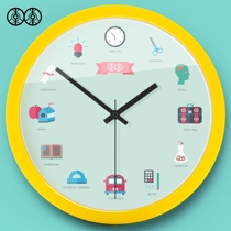 Li Li Art Wall Clock Wall Watch Cartoon Illustration Simple Fashion Childrens Living Room Bedroom Silent Quartz Clock