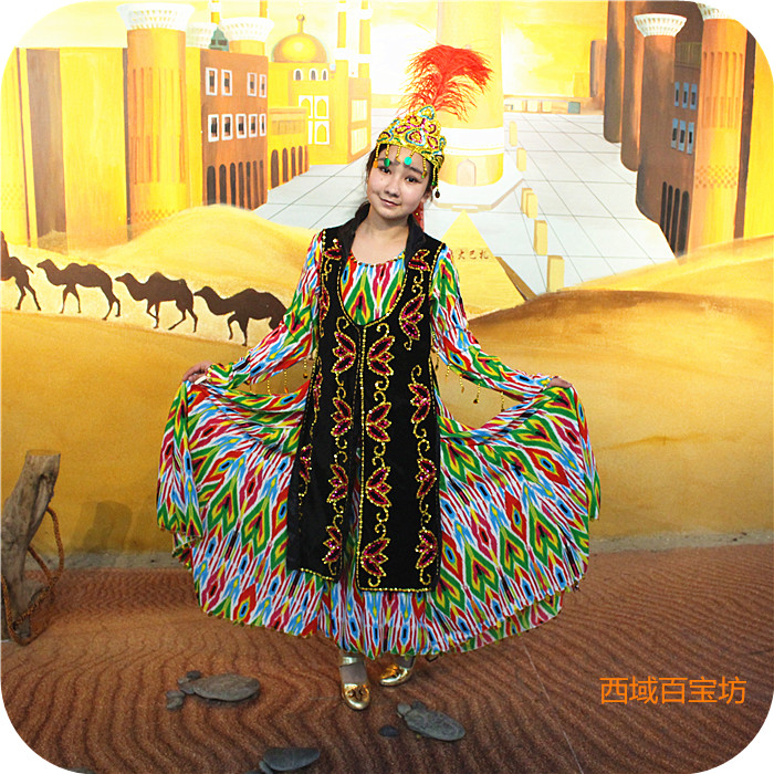 Tianshan Mei Wing Xinjiang Dance Suit Uyghur Ethnic Act Out To Dance Costumes Girl Lady Performance Costumes