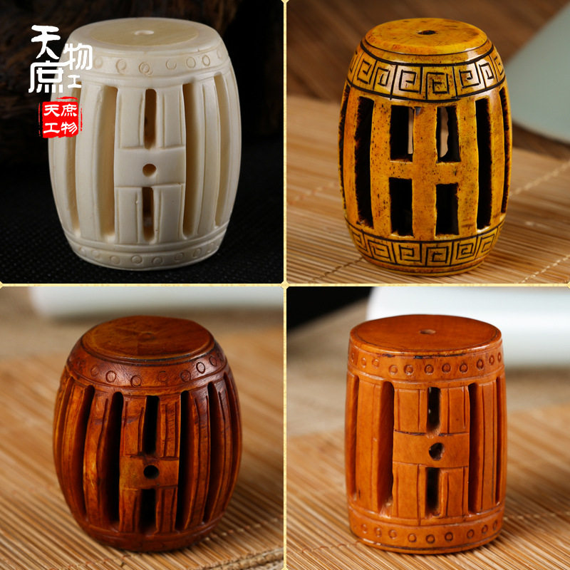 Natural cow bone two-through hollowed-out engraving small drum matching beading beads back cloud hanging pendant star moon King Kong Top Everest