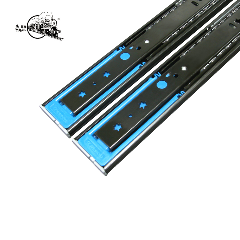 (Taiwan locomotive) damping slide rail drawer chute three-section buffer rail plated black zinc 350mm