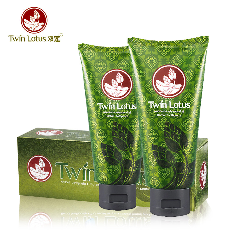 泰国双莲进口炭草净渍牙膏牙刷套组120g*2去除顽固牙渍