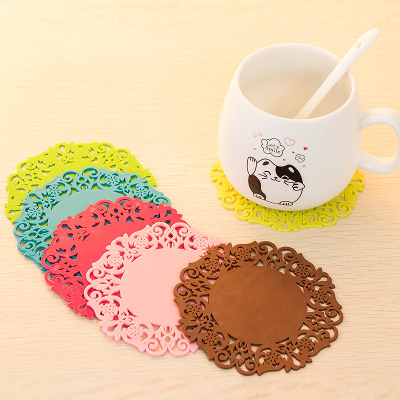 Cute thickened silicone Meal Cushion Heat Insulation Pad Plate Retro Creative Rose Cup Cushion Bowl Mat Dish Mat Cup Mat