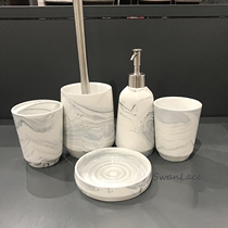 SwanLace preferred Nordic cold air marble grain ceramic toilet brush toothbrush holder rinse Cup lotion