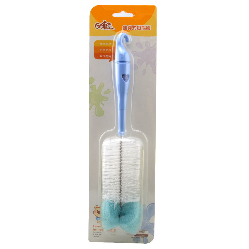 日康正品 挂钩式奶瓶刷 尼龙海绵奶瓶刷+奶嘴刷套装 RK-3507