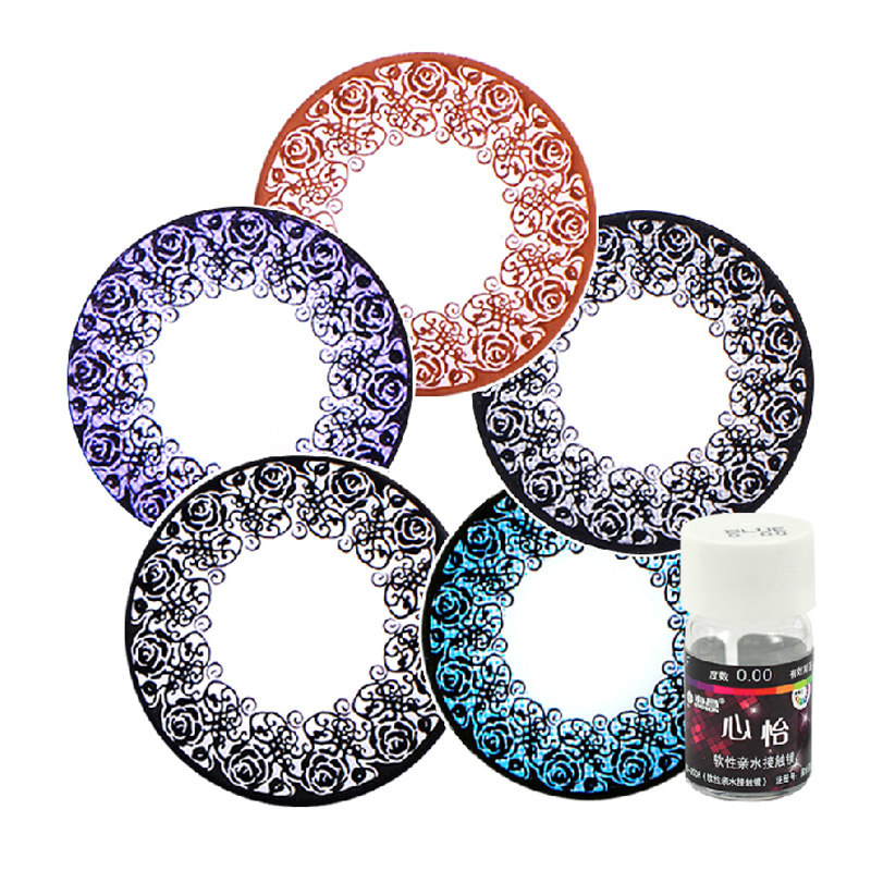 隐形眼镜近视美瞳蕾丝年抛黑紫棕灰蓝缪斯女神大眼女孩带度数韩版