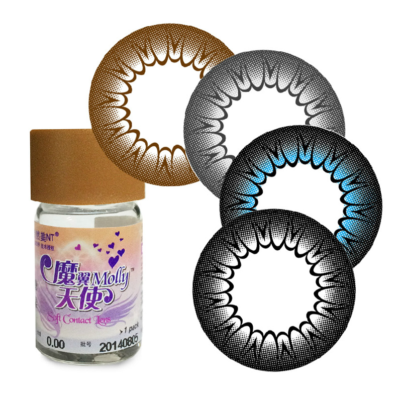 自然美糖果美瞳混血大直径彩色近视隐形眼镜灰色棕色舒适美瞳批发