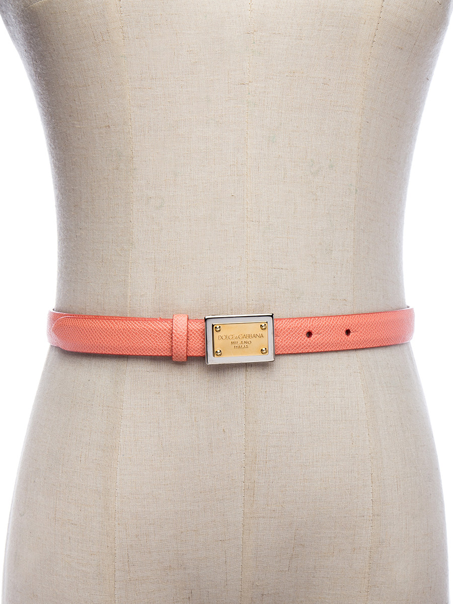 Dolce&Gabbana 橘粉石头纹铭牌扳扣腰带