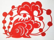 Fish animal paper cutting Student children kindergarten pure handmade window flower sticker double sided red rice paper 20 * 29 cm