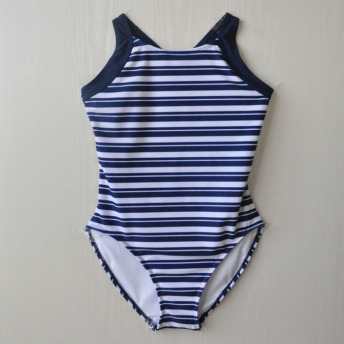 South Korea's foreign trade raw single blue pink striped CUHK Girl great girl double layer training swimsuit