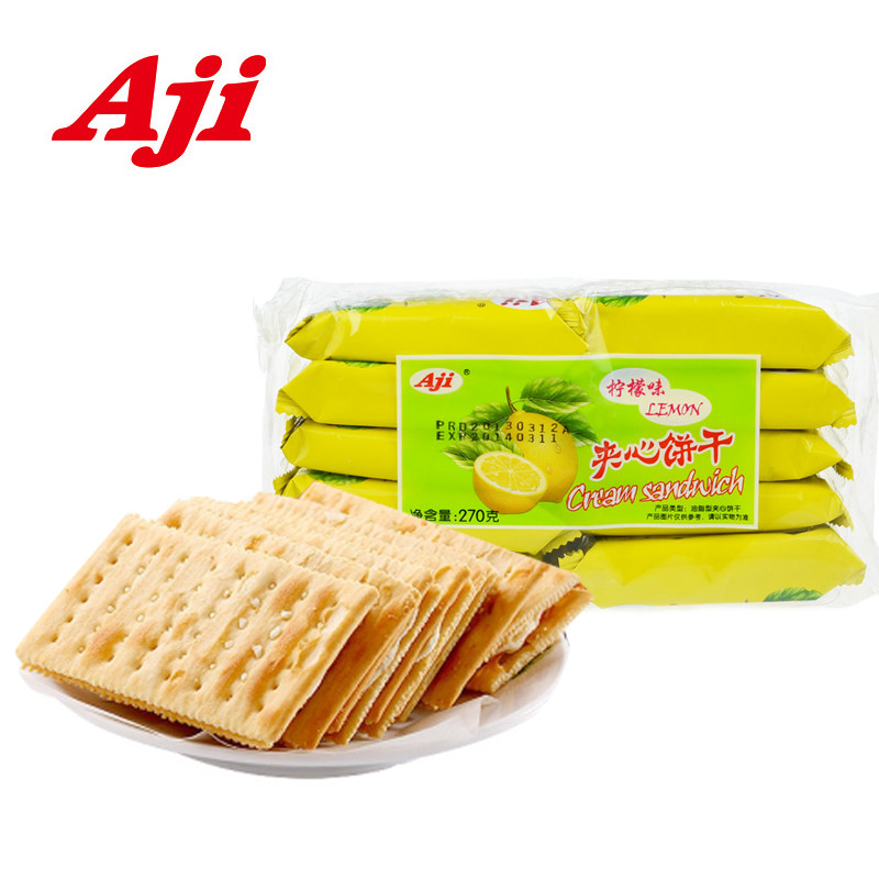【天猫超市】马来西亚风味Aji夹心餅柠檬味270g克/盒下午茶$