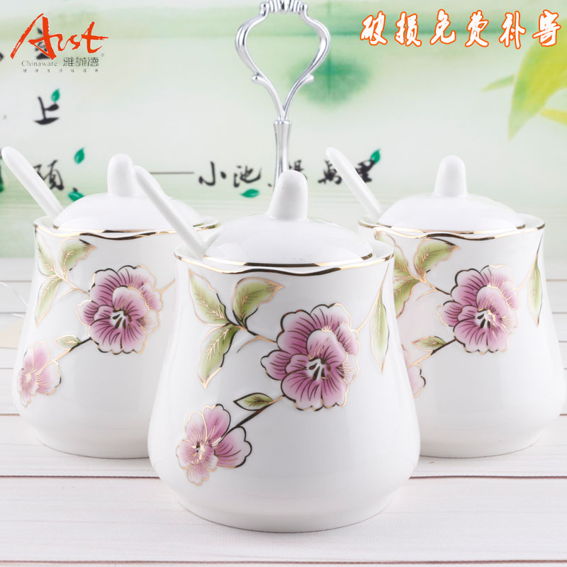 Ya cheng DE 3 PCS baroque its seasoning as cans ceramic and woolly spice bottles with a spoon with caster D621