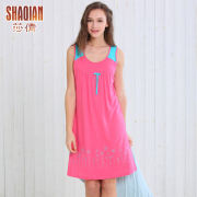 Shaqian đích thực đồ ngủ nữ mùa hè cotton home dịch vụ dễ thương không tay vest trong váy màu rắn hoa nightdress dress