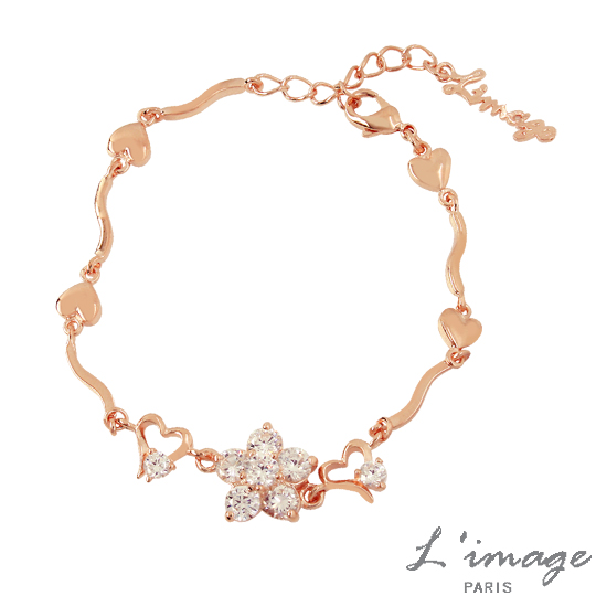 台湾官网直邮进口【Limage】爱恋花朵玫瑰金手炼