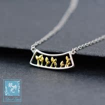 Silver time S925 sterling silver necklace sprouting spring bud choker temperament pendant creative fashion personality jewelry female