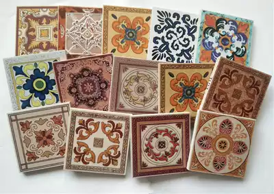 10 * 10cm antique flower pieces Retro Square small hornflower European Art small flower tiles 100 * 100mm