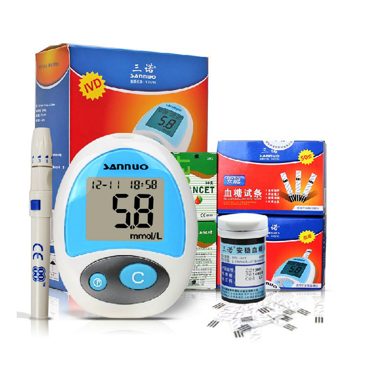 三诺安稳血糖仪桶装试纸50片送家用血糖测试仪特惠