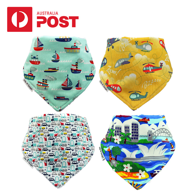 little m Designs  婴儿口水围巾（男/女）宝宝吃饭围兜 4片装