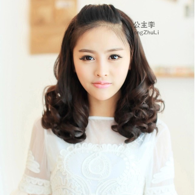 公主李半头套 梨花头蓬松bobo 假发短发女梨花假发 短卷发中长假