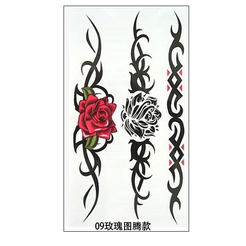 10张包邮 纹身贴女男士 持久防水仿真花臂手臂刺青图腾（玫瑰款）