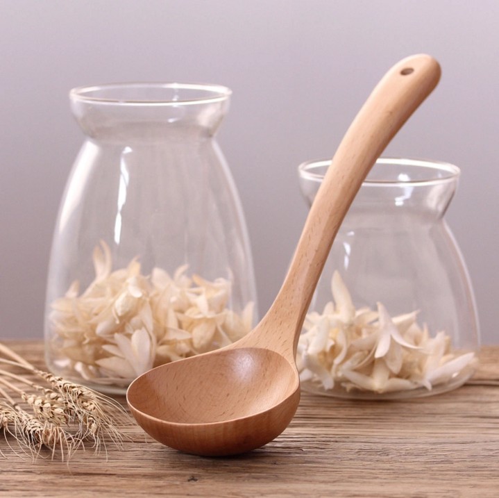 Japanese household tableware beech logs big curved spoon soup spoon wooden spoon anti-fall wooden spoon